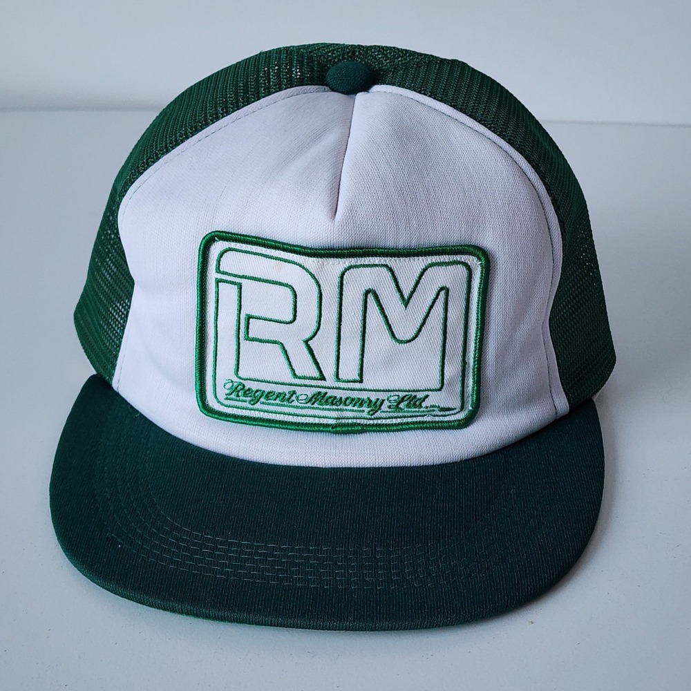 Vintage RM Regent‎ Masonry Ltd Trucker Hat Patch 80s SnapBack Mesh Baseball Cap